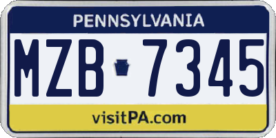 PA license plate MZB7345