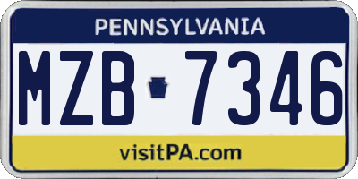 PA license plate MZB7346