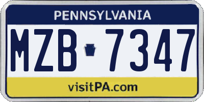 PA license plate MZB7347