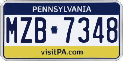 PA license plate MZB7348