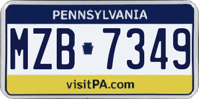 PA license plate MZB7349