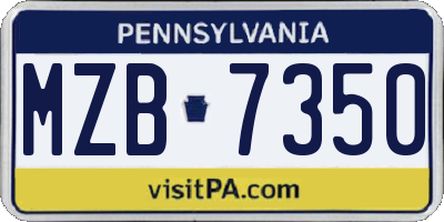 PA license plate MZB7350