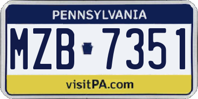 PA license plate MZB7351