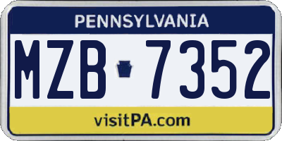 PA license plate MZB7352