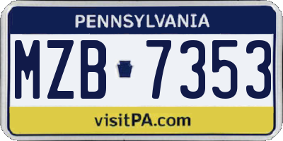 PA license plate MZB7353