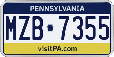 PA license plate MZB7355