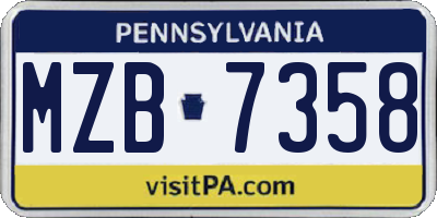 PA license plate MZB7358