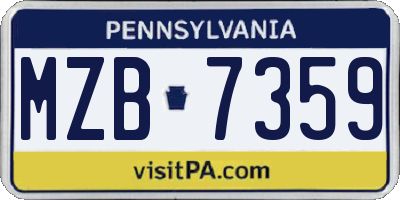 PA license plate MZB7359