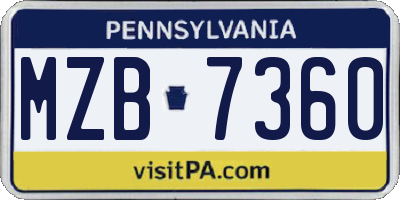 PA license plate MZB7360