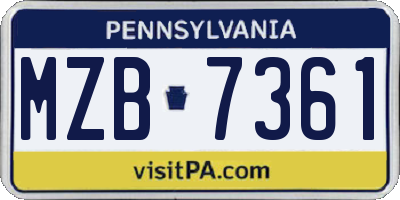 PA license plate MZB7361