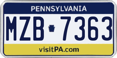 PA license plate MZB7363