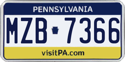 PA license plate MZB7366