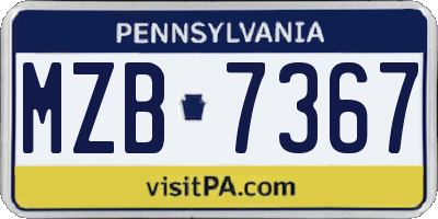 PA license plate MZB7367