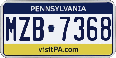 PA license plate MZB7368