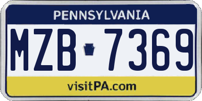 PA license plate MZB7369