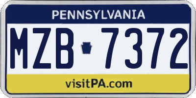 PA license plate MZB7372