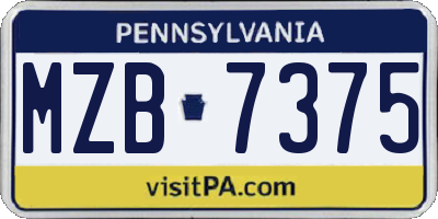 PA license plate MZB7375