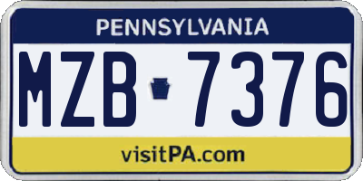 PA license plate MZB7376