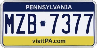 PA license plate MZB7377