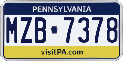 PA license plate MZB7378