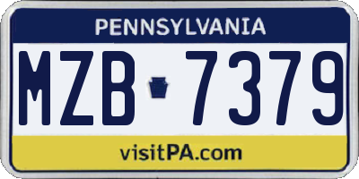 PA license plate MZB7379