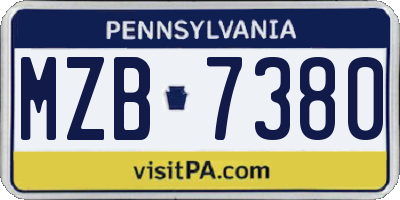 PA license plate MZB7380
