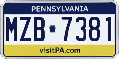 PA license plate MZB7381