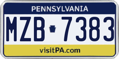 PA license plate MZB7383