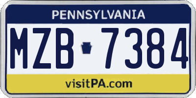 PA license plate MZB7384