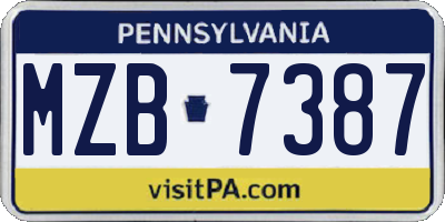PA license plate MZB7387