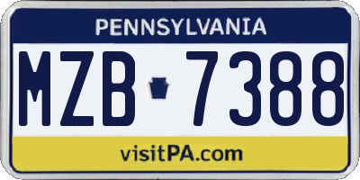 PA license plate MZB7388