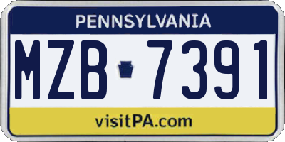 PA license plate MZB7391