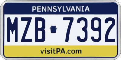 PA license plate MZB7392