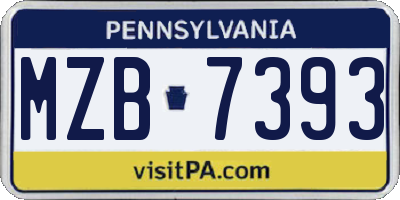 PA license plate MZB7393
