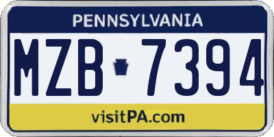 PA license plate MZB7394