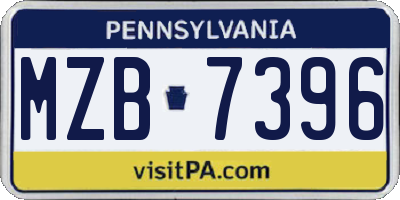 PA license plate MZB7396