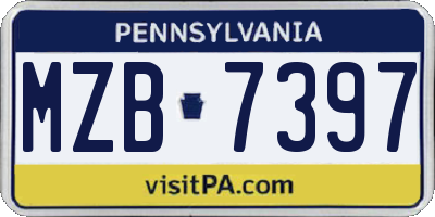 PA license plate MZB7397