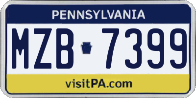 PA license plate MZB7399