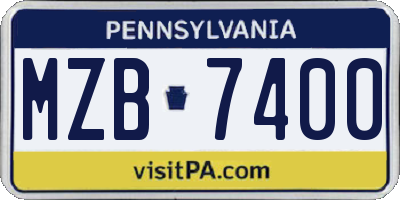 PA license plate MZB7400