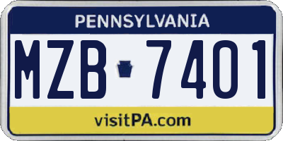 PA license plate MZB7401