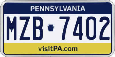 PA license plate MZB7402