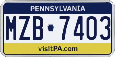 PA license plate MZB7403