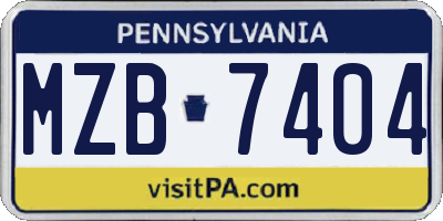 PA license plate MZB7404