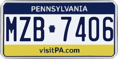 PA license plate MZB7406