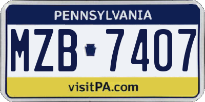 PA license plate MZB7407