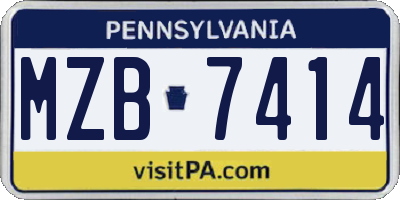 PA license plate MZB7414