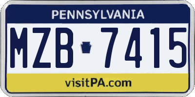 PA license plate MZB7415