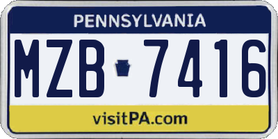 PA license plate MZB7416