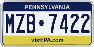 PA license plate MZB7422