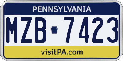 PA license plate MZB7423
